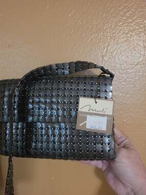 NOS Marlo Metal Mesh Handbag Pewter 19" drop - SN A01152